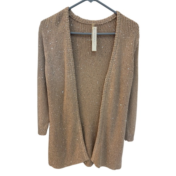 Adrienne Vittadini Dark Oat Sequin Open Front Cardigan Sweater - Size M
NWT - Picture 1 of 6